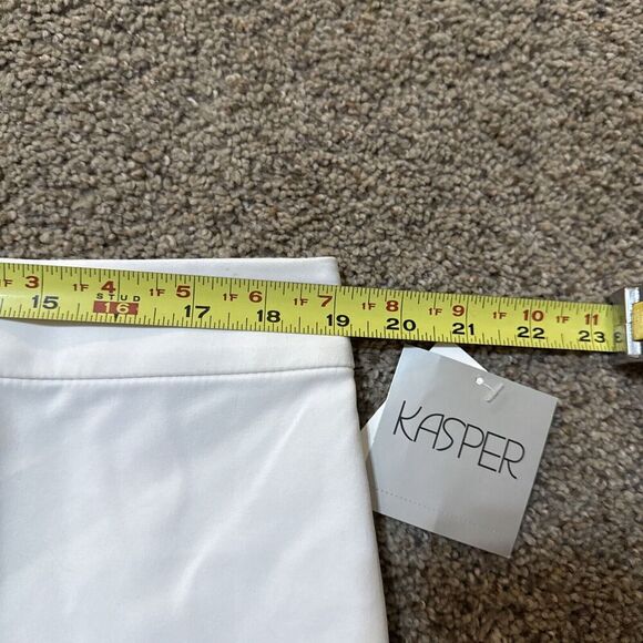 NWT Kasper Women White Kristy Slim Fit Trousers Front Pleat Pant Office‎ Size 14 - Picture 8 of 12
